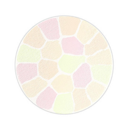 Round rug with a pastel color pattern on a white background