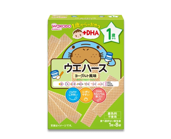 WAKODO DHA Wafer Cookies with Added DHA (Yogurt Flavor) (Ages 1+)
