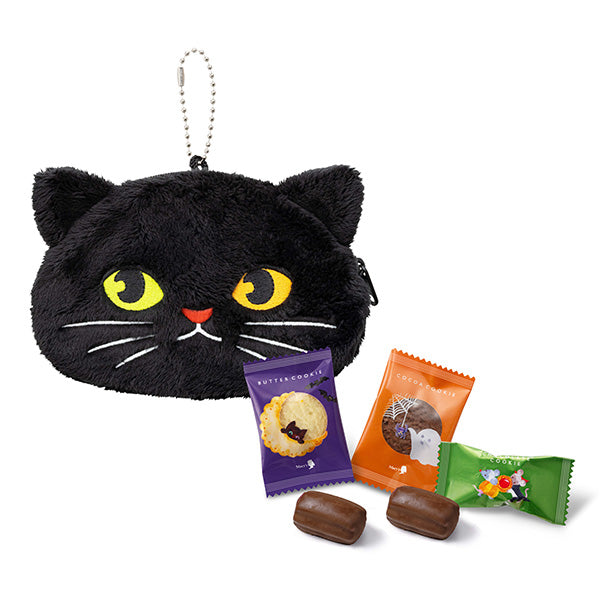 Mary's Chocolate Halloween Black Cat Plush Pouch with Assorted Cookies – 5 Pieces