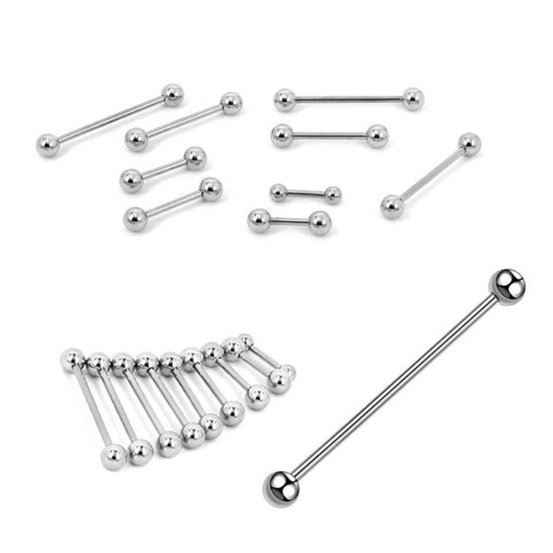 LUPIS 18G Silver Thin Barbell Body Earrings