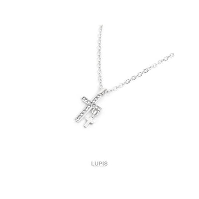 Lupis Double Cross Silver Necklace