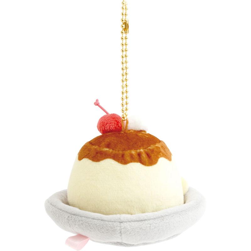 San-X Sumikko Gurashi Fruit Parlor Pudding a la mode Shirokuma Plush Keychain