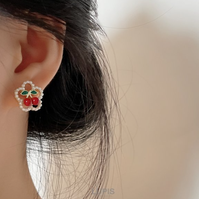 Lupis Cherry Floral Stud Earrings