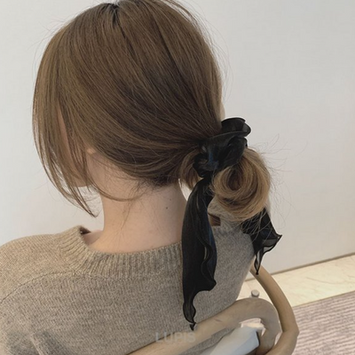 LUPISย Satinย Organzaย Bowย Hairย Tie,ย Black,ย v1099