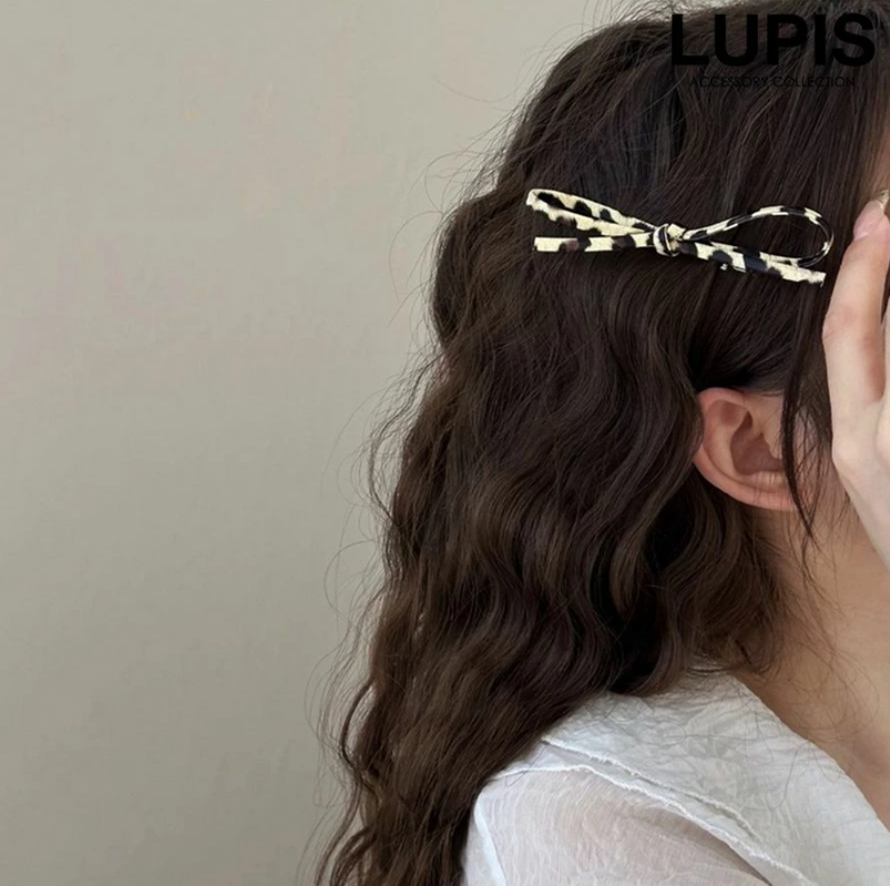 Leopard Print Ribbon Hair Clip