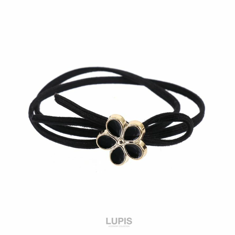 Flower Double Hair Tie Black