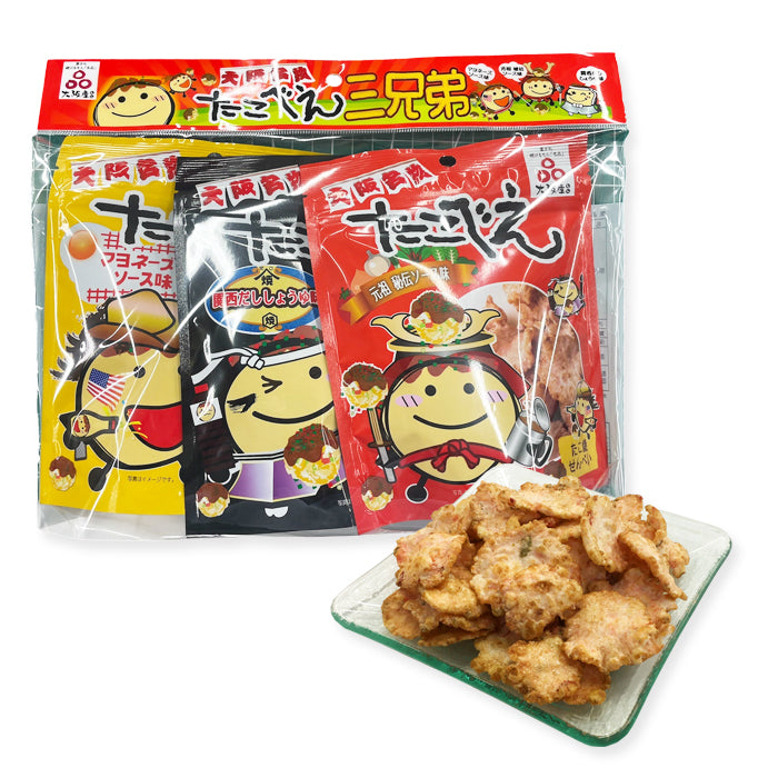 Chojudo Takobee Brothers Takoyaki Rice Crackers (3-Variety Pack)