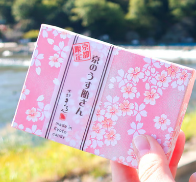 Kyoto Marun Usu-Ame Peach, Grape, and Melon Candy in Sakura Box
