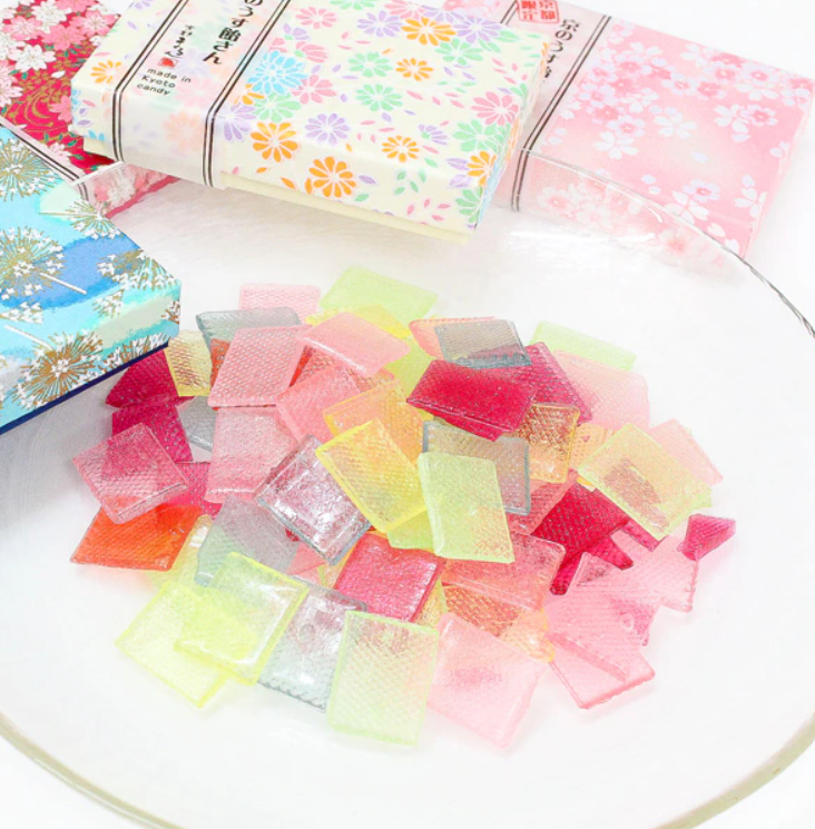 Kyoto Marun Usu-Ame Peach, Grape, and Melon Candy in Sakura Box