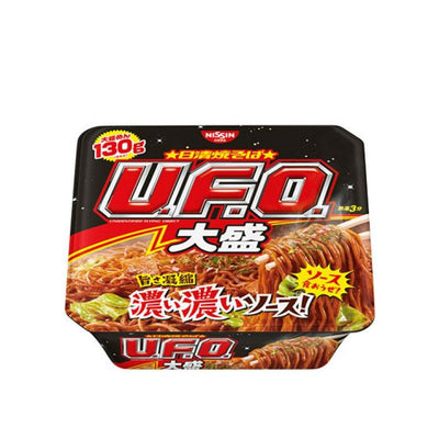 Packaging of NISSIN Large Yakisoba 167g, featuring the product name in bold red and yellow colors with images of the noodles and toppings.