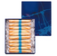 Packaging of YOKUMOKU Cigare Cookies, displaying the cookies inside a transparent wrapper with blue accents.