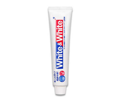 Tube of White & White toothpaste on a white background