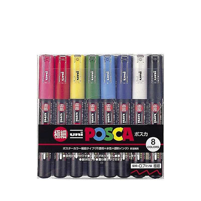Uni MITSUBISHI PENCIL Posca Ultra-Thin 8-Color Water Marker Set