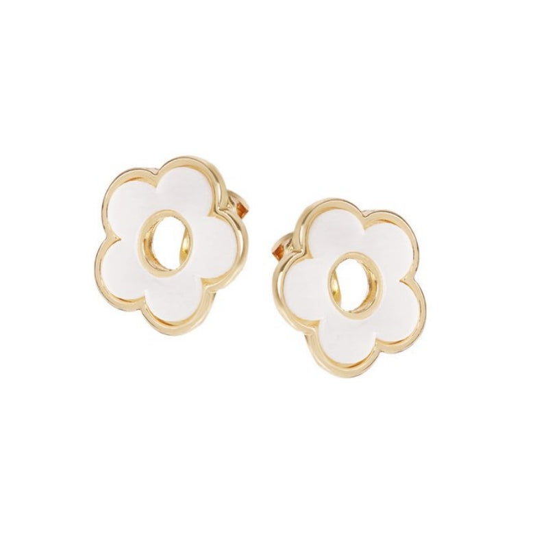 LUPIS White Flower Stud Earrings