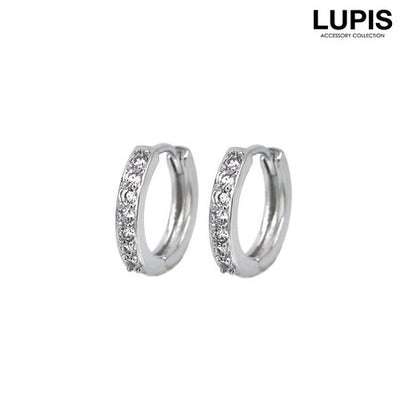 LUPIS Silver Hoop Ring Stud Earrings