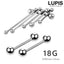 LUPIS 18G Silver Thin Barbell Body Earrings
