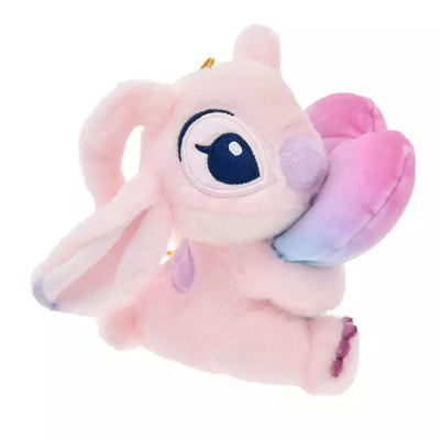 Disney Stitch and Angel Gradient Color Smily Heart Cushion Plush Keychain