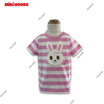 MIKI HOUSE Pucci Bear and Usako Striped T-Shirt