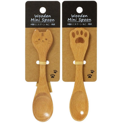 Maruki Wooden Cat and Paw Mini Spoon (Random Design)