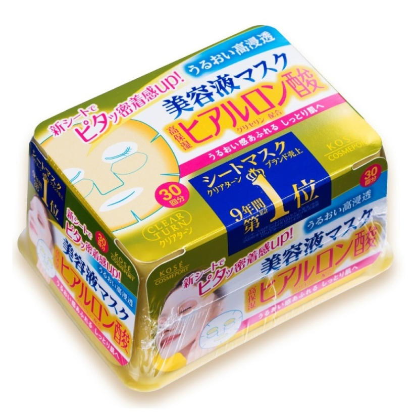 Kose Clear Turn Hyaluronic Acid Essence Sheet Masks (30)