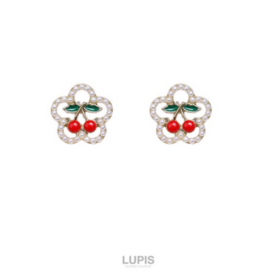 Lupis Cherry Floral Stud Earrings