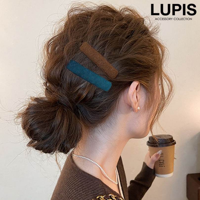 One-Color Knit Snap Hairpin (Blue)