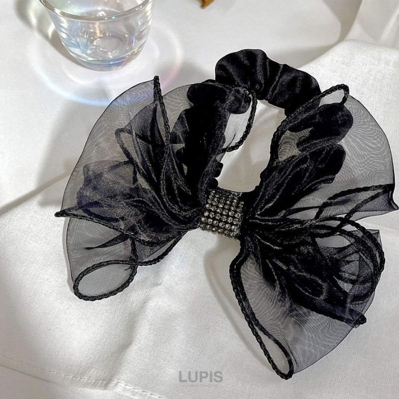 LUPIS Organza Ribbon Hair Tie, Black v2098