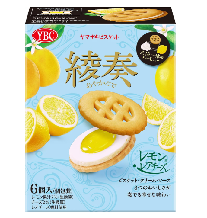 YBC Ayakana Lemon Rare Cheesecake Cream Sandwich Biscuits – 6 Pieces